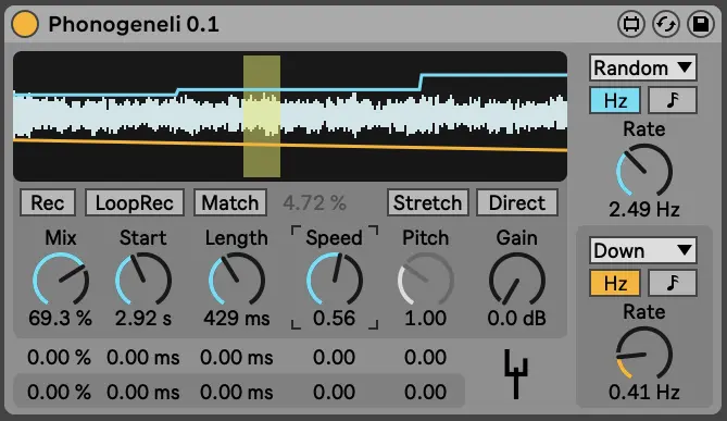 Max for Live device Phonogeneli 0.1 in action
